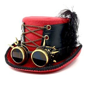 Steampunk Top Hat Metallic Scientist Time Traveler Halloween Costume Cosplay Hat